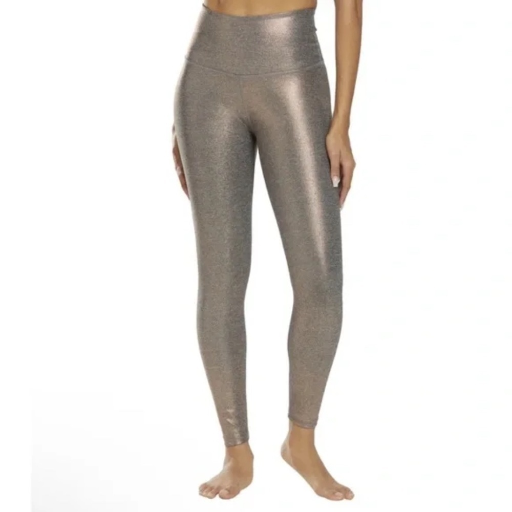 Beyond Yoga Metallic Dusted High Waisted 7/8 Yoga Leggings Gray Rose Gold XS